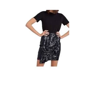NWT Express Fully Sequined Mini Skirt Navy Sz M